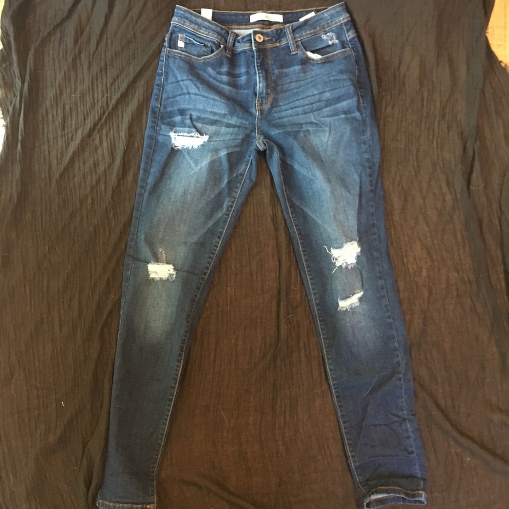 Kancan dark wash ripped skinny jeans